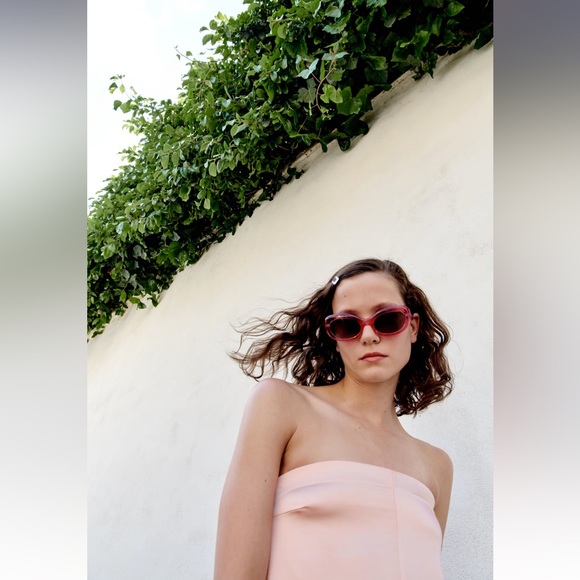 Zara STRAPLESS SATIN EFFECT JUMPSUIT. Pale Pink. Sizes XS, M, L. New with Tags. - Picture 5 of 10